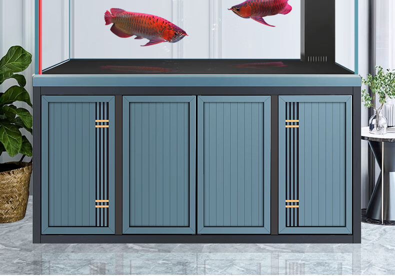 lianca生态底滤雅致直角溢流龙鱼缸中式客厅中大型超白玻璃水族箱四角