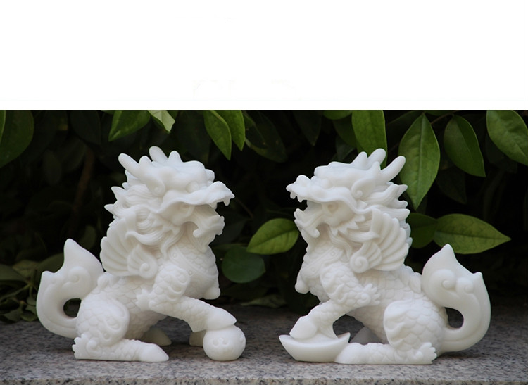 石雕麒麟摆件一对送子家居卧室石刻小工艺品石头7厘米高金钱麒麟一对