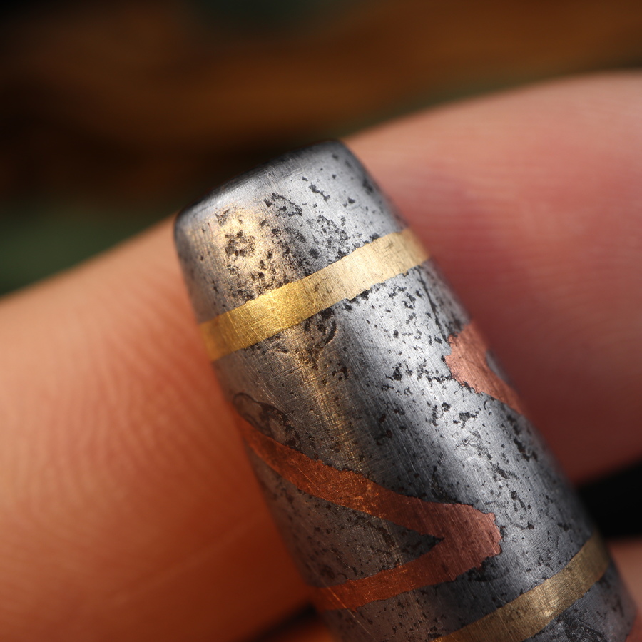 梵隅 藏式嵌铜天铁托甲菩提四眼天珠工艺三色铜随身锁骨珠天珠【图片