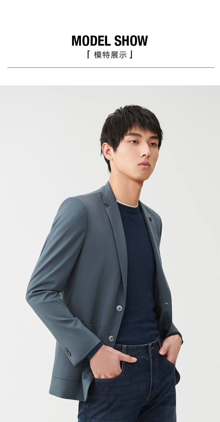 hla海澜之家休闲西服男2022春季柔滑垂顺舒适弹力商务西装外套男hwxad