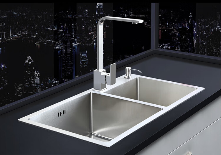 方太厨房加厚304不锈钢手工水槽双槽洗菜盆台上盆台下洗碗池套餐十年