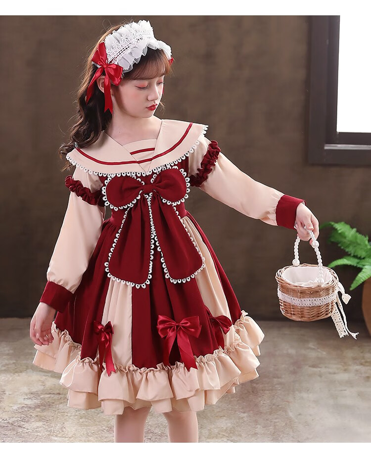 皮尔卡丹3-12岁小女孩冬天穿的万圣节儿童服装洛丽塔公主裙女童秋冬