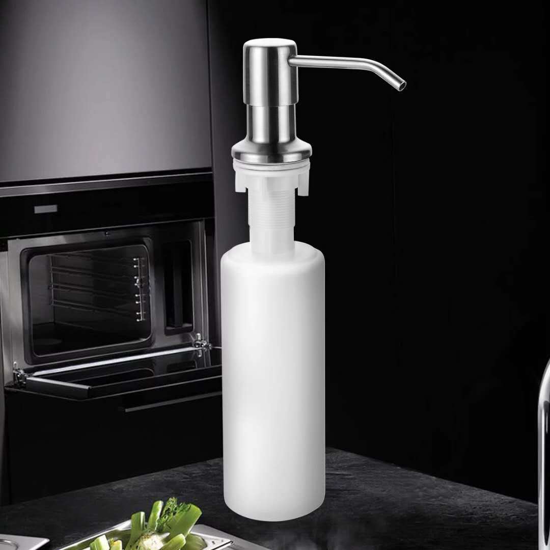 皂液器厨房水槽用洗洁精瓶子按压瓶洗菜盆洗涤剂不锈钢按压器定制电镀