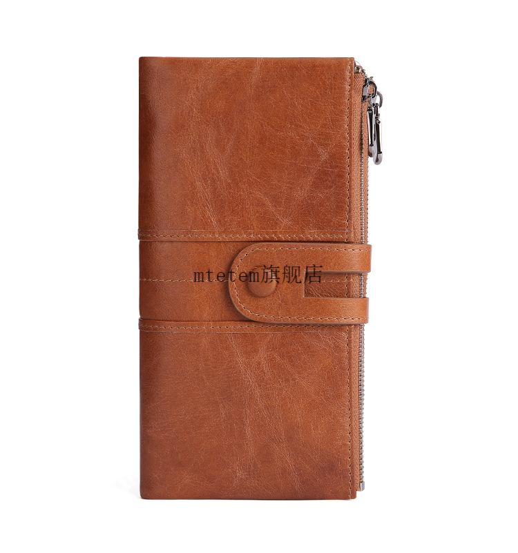 复古真皮女士钱包 韩版时尚手机包头层牛皮rfid长款钱包 purse 品牌