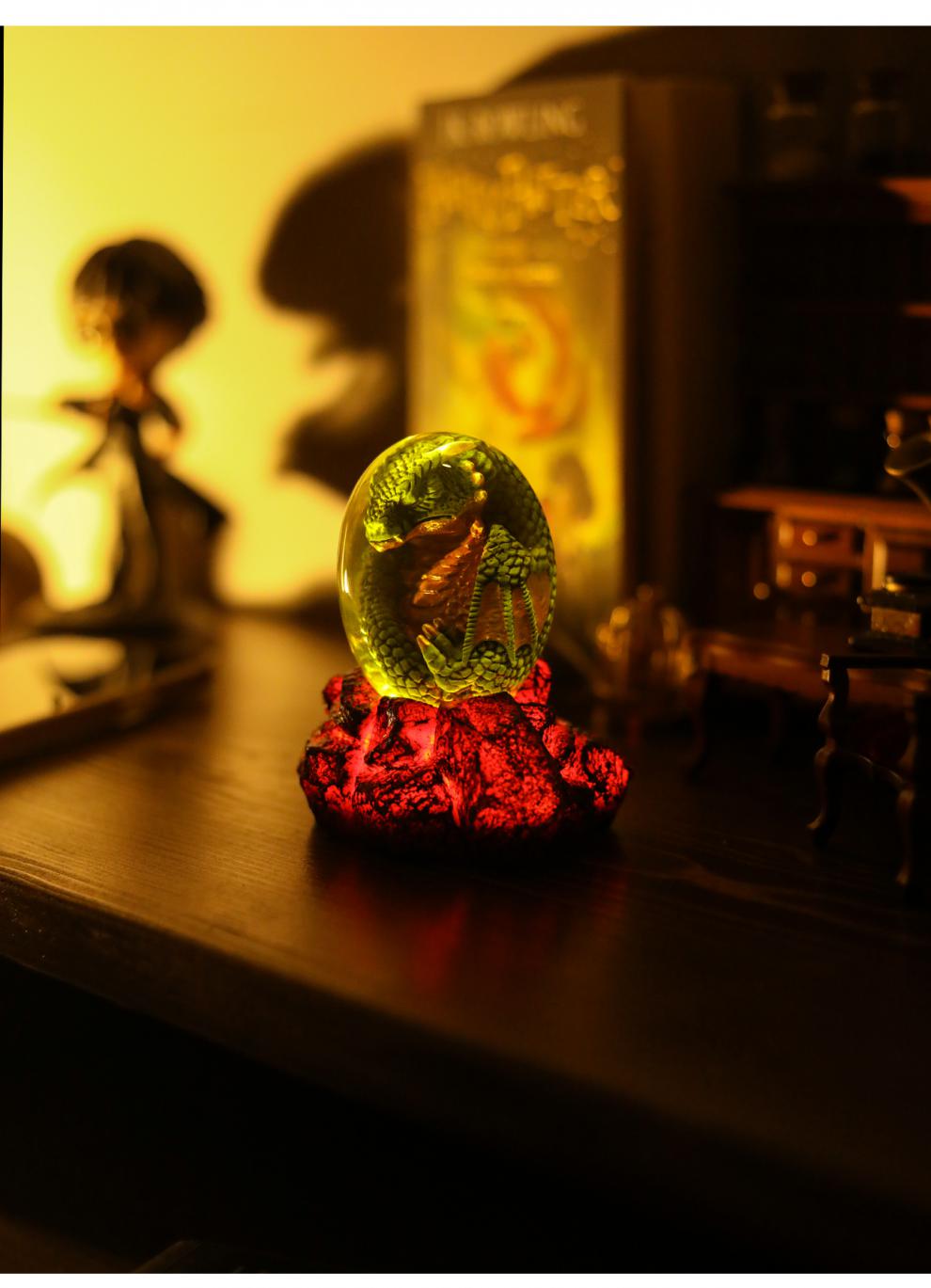 波特挪威脊背恐龙蛋喷火龙魔法觉醒创意摆件灯光檋华 冰龙蛋【图片