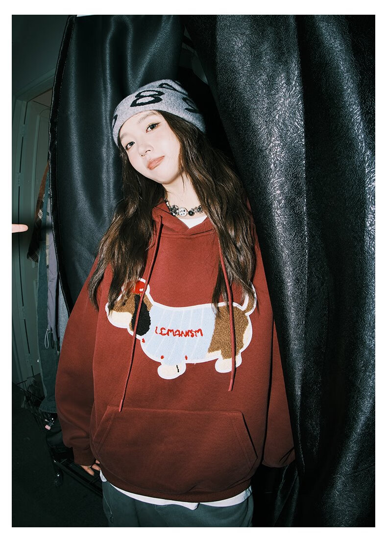 LEMANISM Sweatshirt for Men, Sausage Dog 2025 Spring And Autumn Long-Sleeve T-Shirt, Hooded Pullover, Loose-Fitting Couple's Jacket for Wome 24