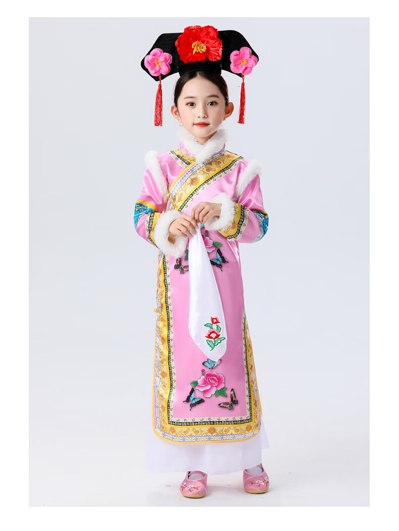 儿童格格服女童古装清朝服饰满族服装幼儿元旦有一个姑娘演出服冬大