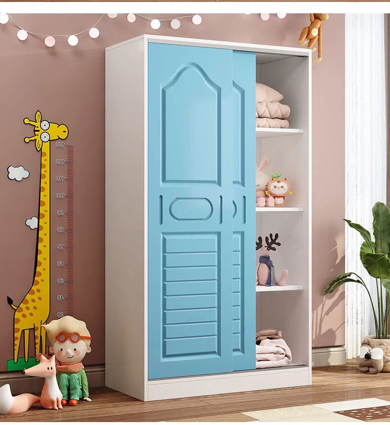 衣柜推拉门矮小衣柜简约现代卧室衣橱经济型公主粉环保免漆80长40深