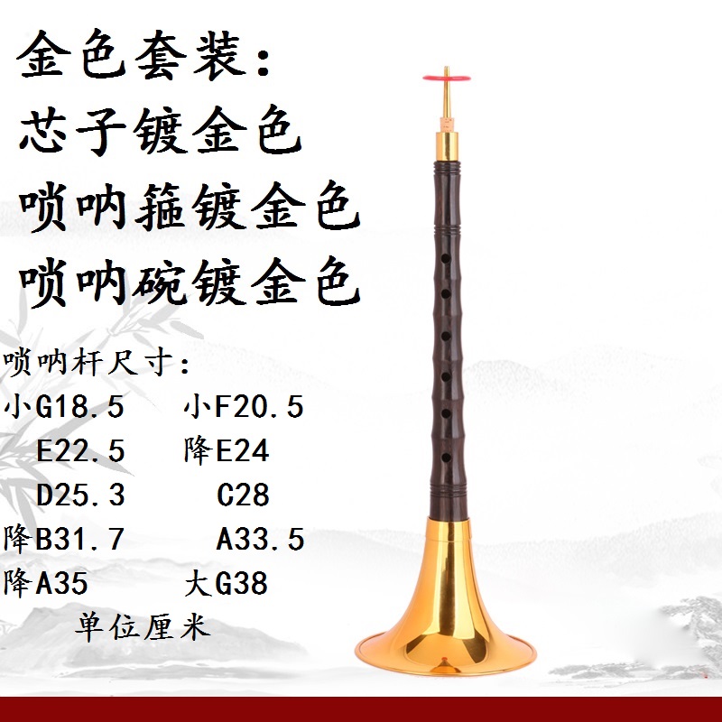 六孔嗩吶指法音質配置豐富愛好者的烏木六孔嗩吶降a調銀色套裝