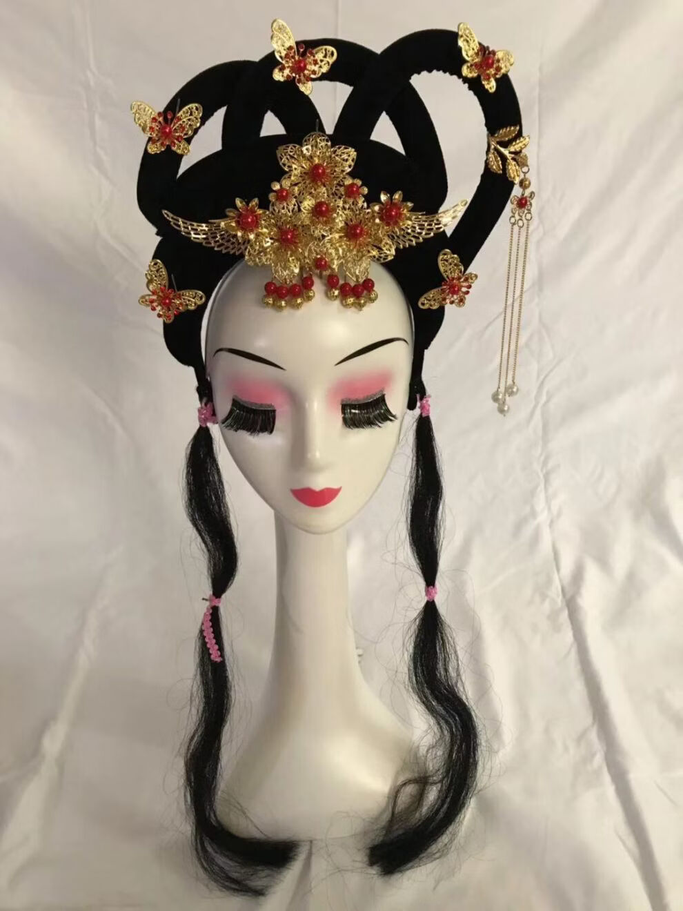 戏剧头饰古装假发古代小姐戏曲越剧花旦头套黄梅戏假发灰色