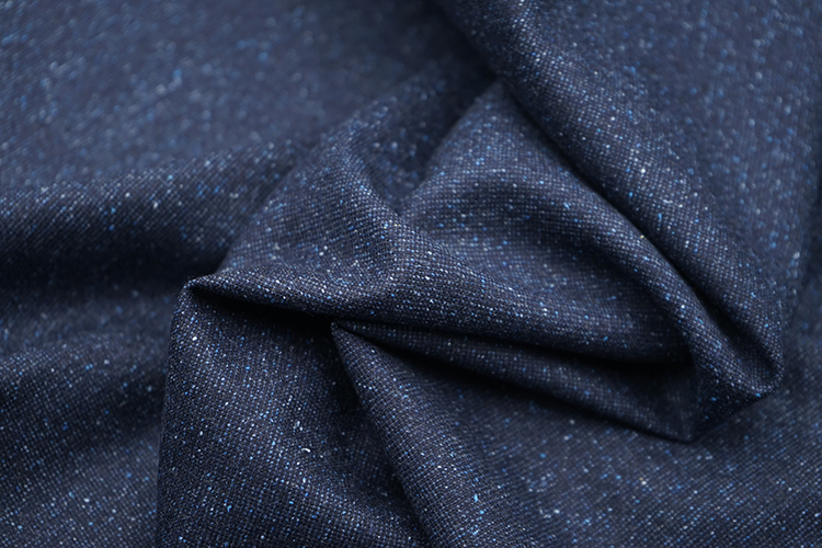 抗皱西装布料高定西装面料薄款藏青色彩点羊毛蚕丝布料春夏秋时装套装