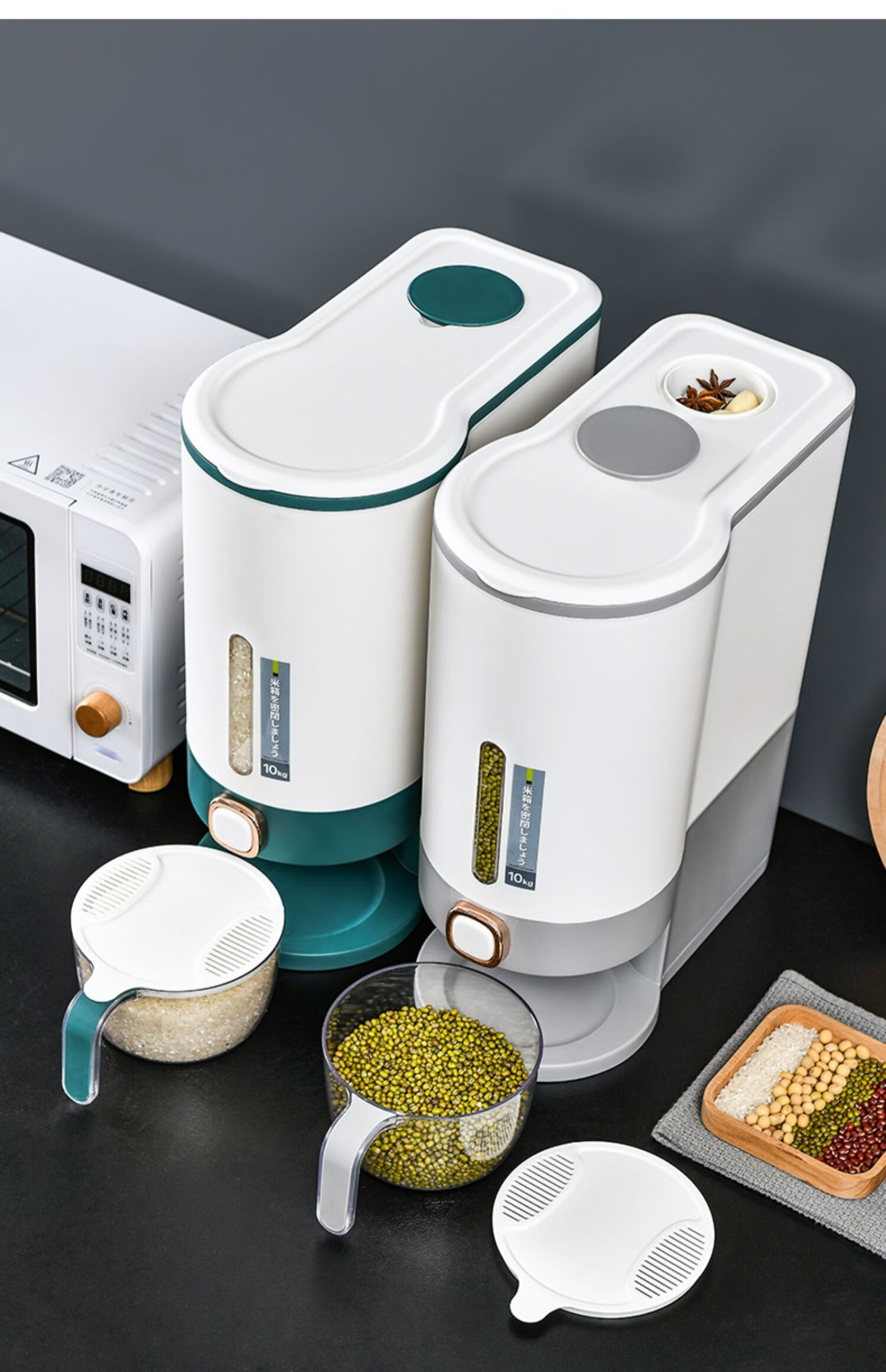 特百惠(tupperware)按压米桶家用装大米缸杂粮收纳盒防虫防潮密封面粉