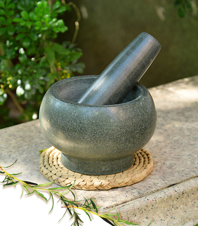 天然青石臼蒜泥器捣蒜器压蒜罐辅食研磨器溪邸家用蒜臼子捣药臼外径18