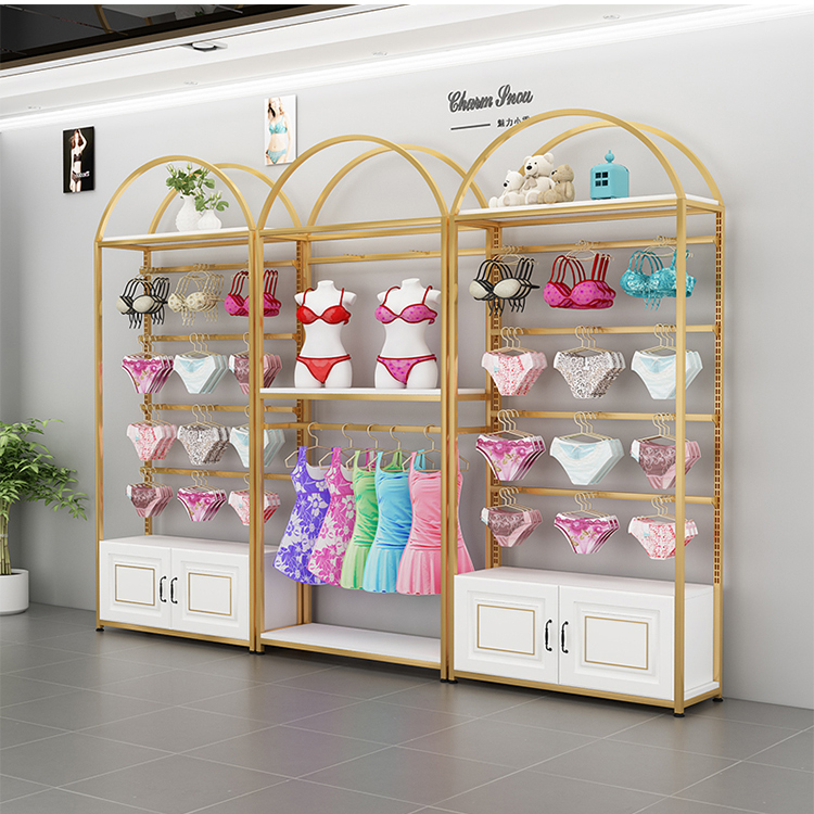 柜内衣店文胸货架内裤胸罩展示架家居服靠墙陈列架内裤袜子货柜金色主