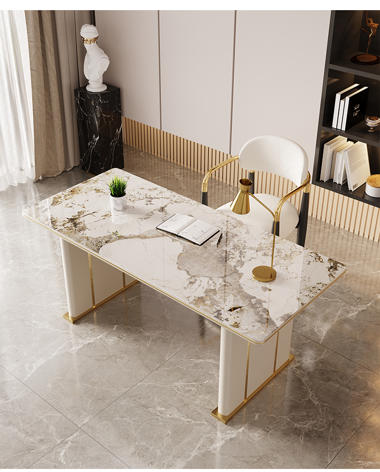 木逍遥 书桌 岩板书桌 意式轻奢岩板书桌现代简约台式电脑桌椅办公