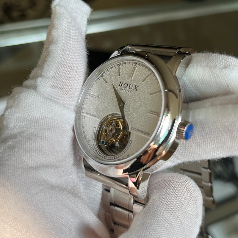 boux国表海鸥陀飞轮机芯自动机械表男士手表自动上链双面镂空偏心陀