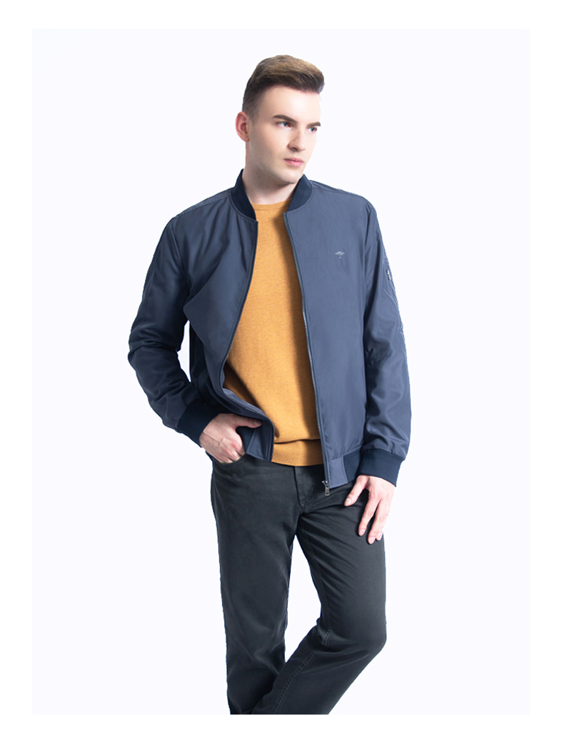 fynchhatton德国树男士夹克飞行衫棒球领外套商务休闲灰蓝l18096a