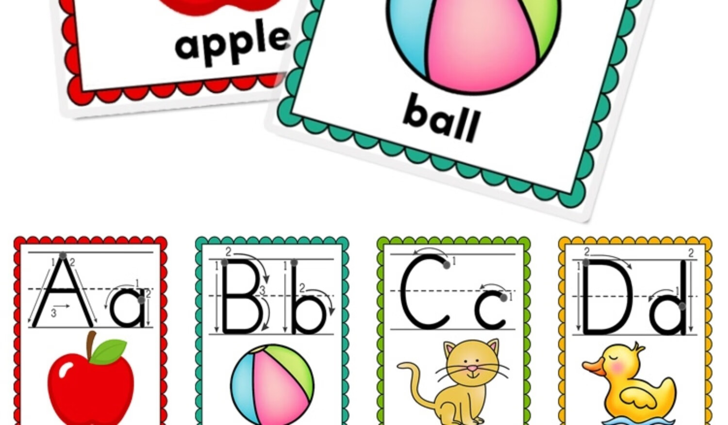 26个英文字母卡片手写体闪卡英文语abc卡片儿童练习宝宝涂色描红游戏