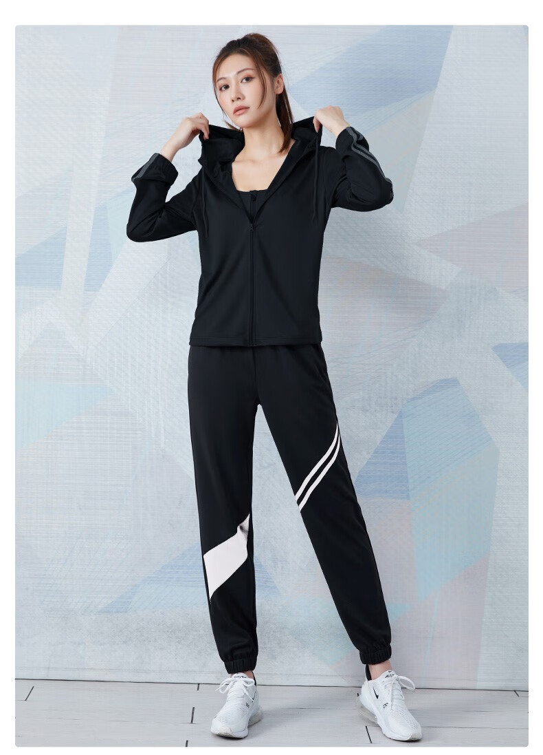 德尔惠(deerway) 运动套装女秋冬季高端晨跑速干衣健身房跑步宽松感