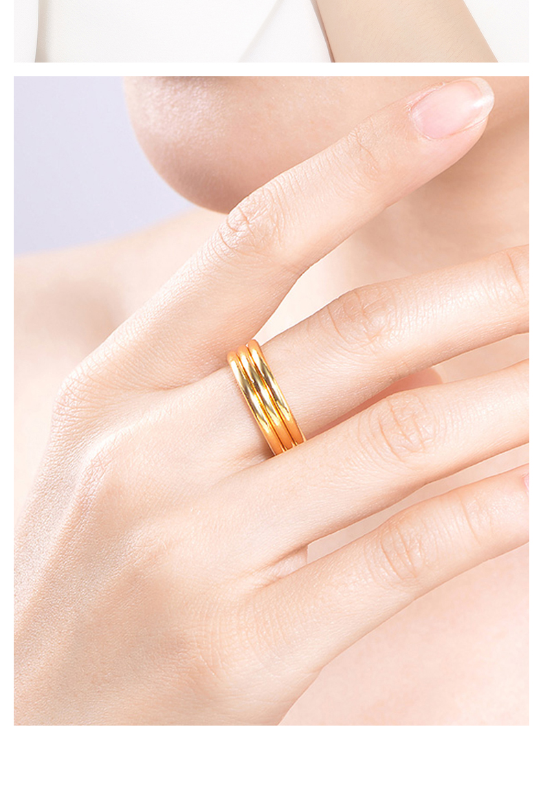 中国黄金足金999素圈5g硬金光圈黄金戒指简单简约指环时尚尾戒情人节