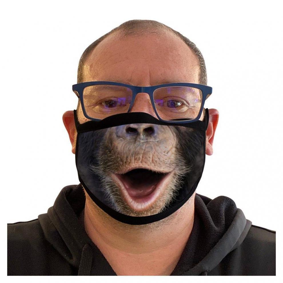 妸蕴新品搞笑口罩表情包网红搞怪图案印花wish大猩猩猴子表情 1号两个