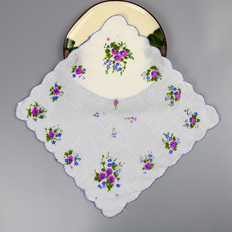 法克伦怀旧老年手帕小花手绢月牙边老年人女士儿童印花老手帕怀旧全棉