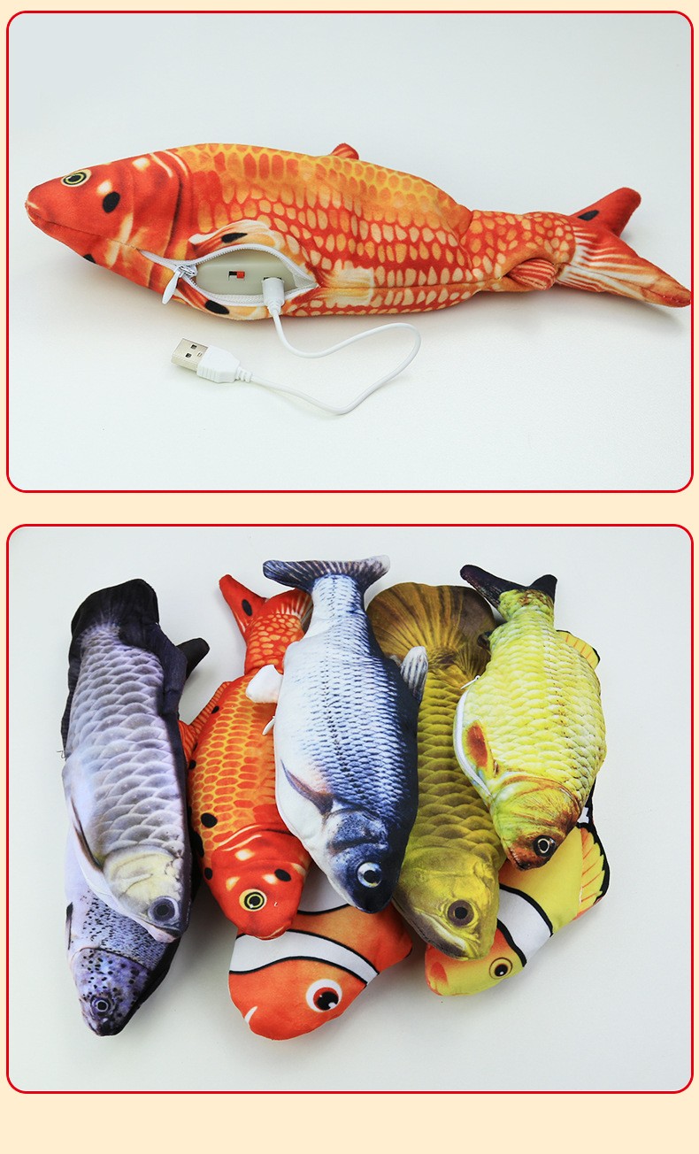 玩具鱼仿真电动毛绒跳跳鱼网红儿童婴儿玩具逗猫宠物触摸感应会动摇摆