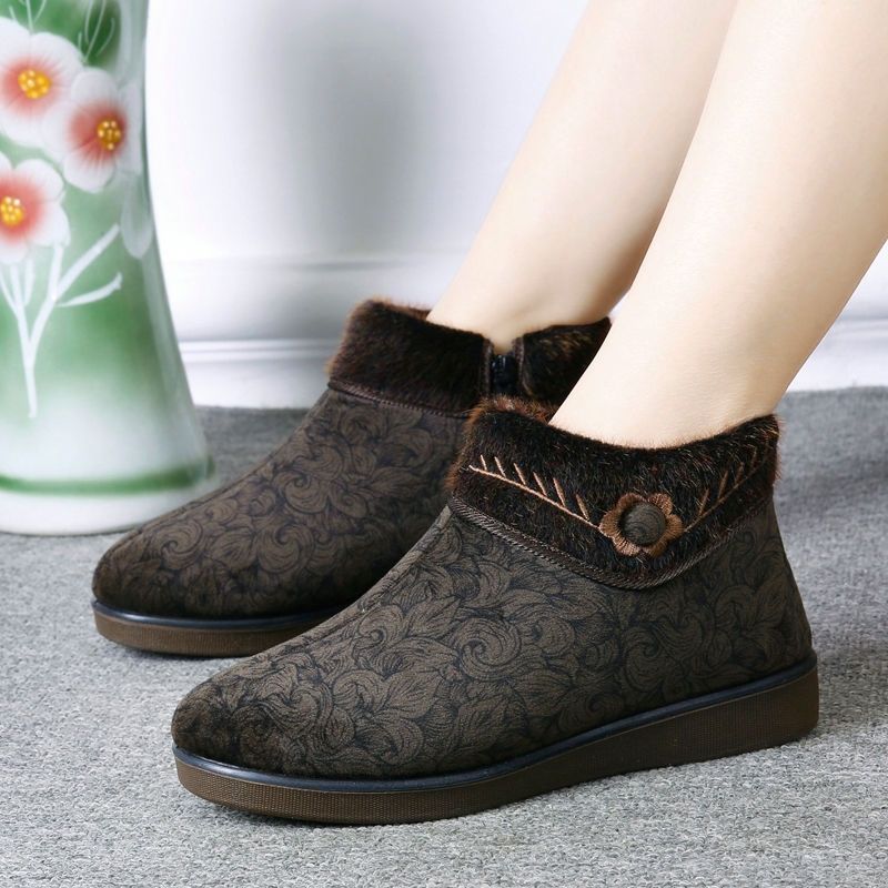 中老年妈妈棉鞋女式老奶奶用防滑拖鞋老北京布鞋冬季新款女棉中老年加