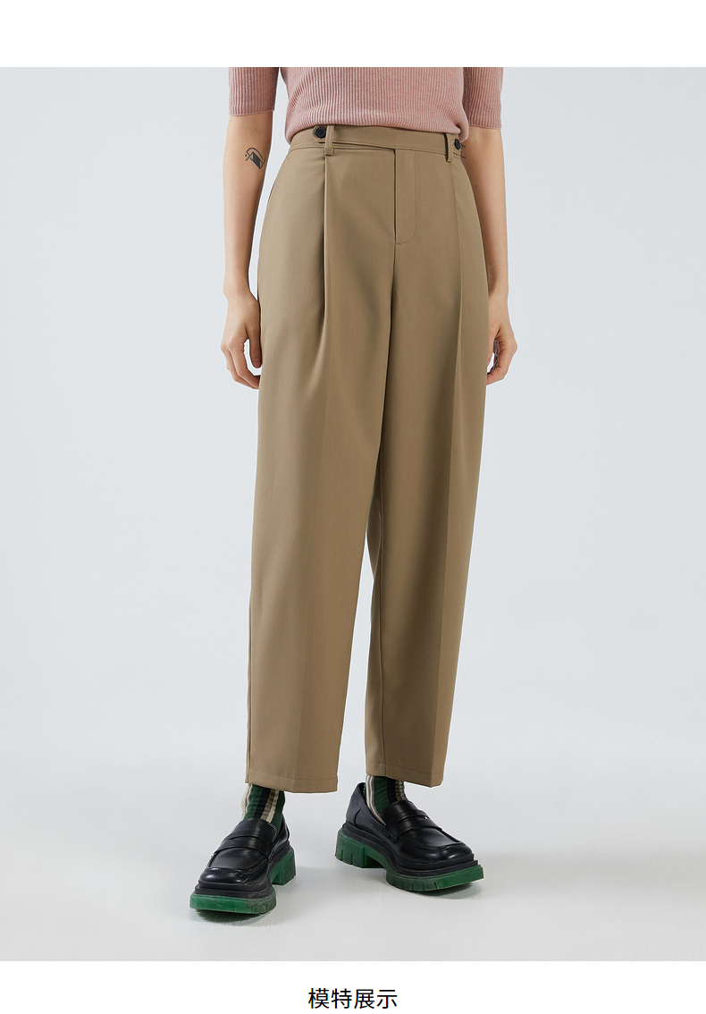 简约系列播冬新款气质长腿裤简约烟囱裤女ddo4kd4150k40酱黑色s