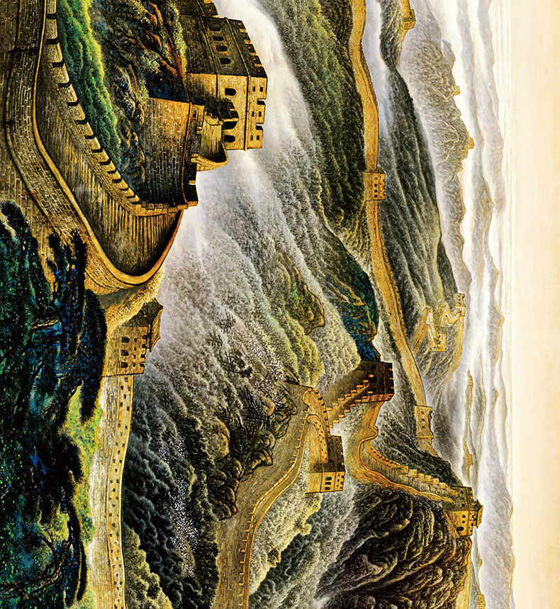 品质精选万里长城国画山水画客厅沙发背景墙办公室招财风水靠山图带框