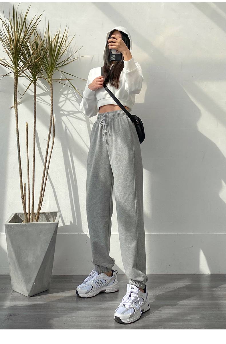 裤子ins潮加厚新款休闲冬季户外跑步库子保暖防寒女士女生乐卉灰色小