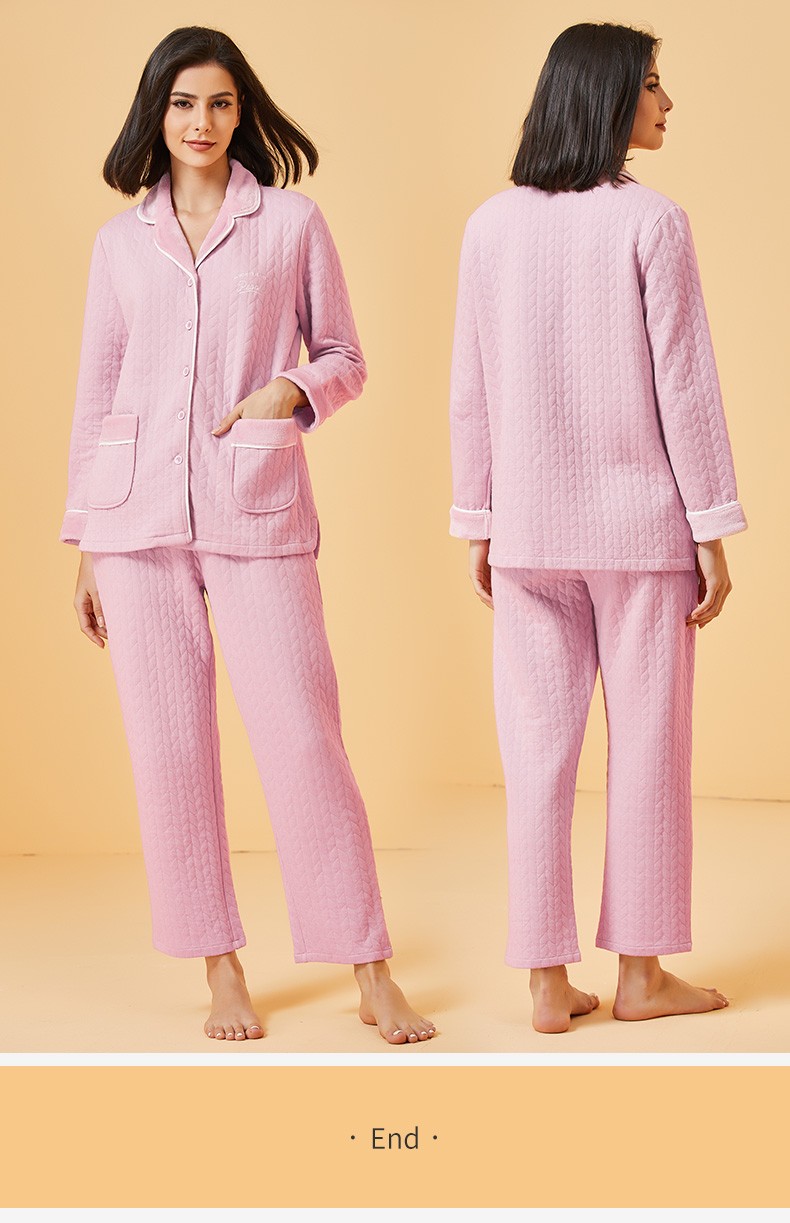 仕乐男女士睡衣男套装秋冬季三层保暖情侣家居服棉袄加厚居家服可外穿