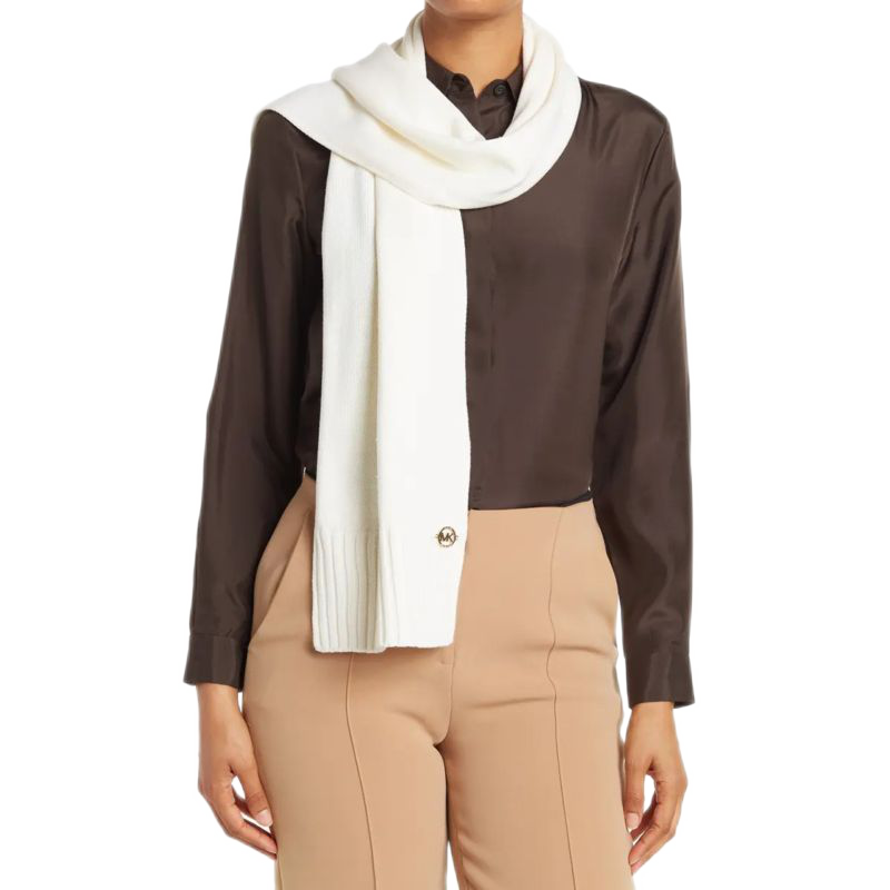 michaelmichaelkors女士围巾mk围巾围脖秋冬保暖罗纹麻花纹毛线cream