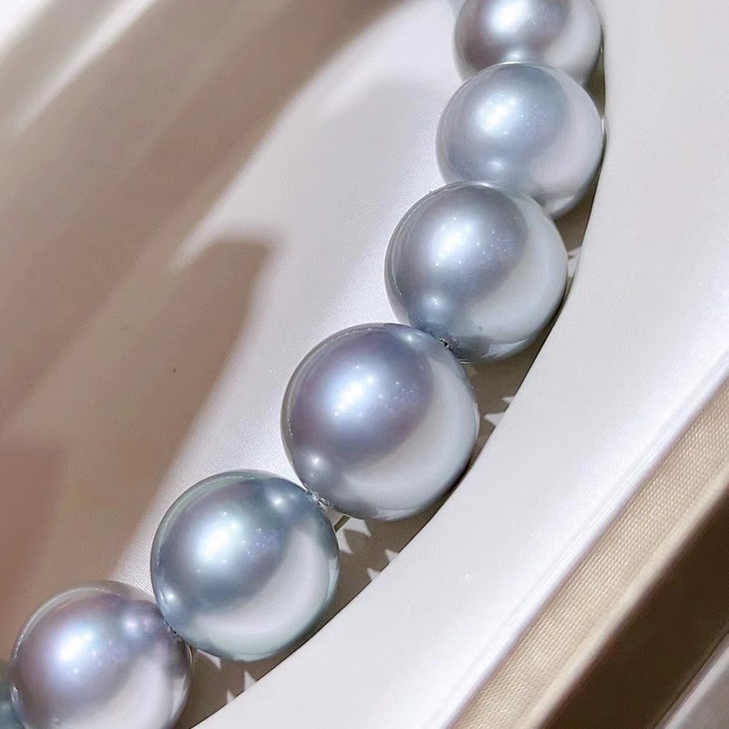 皇家矿工大溪地铂金灰珍珠吊坠项链18k金镶嵌钻石轻奢时尚名媛气质