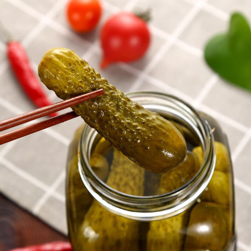俄罗斯酸黄瓜罐头式开胃泡菜野餐食品480g特色俄式腌制3瓶酸黄瓜包装