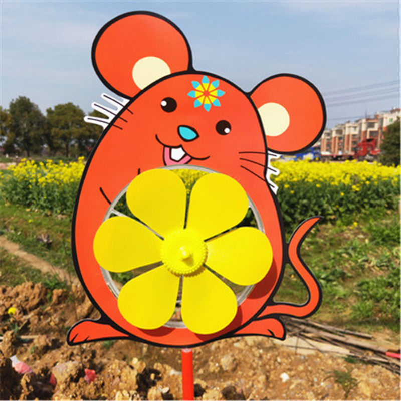 动物生肖风车儿童幼儿小礼品地摊货源玩具大风车批发生肖米老鼠1个