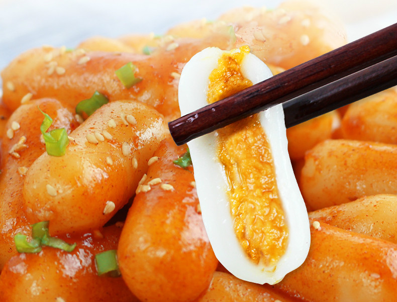 蛋黄年糕500g韩国咸蛋黄夹心年糕火锅食材速食辣炒年糕批发 蛋黄年糕