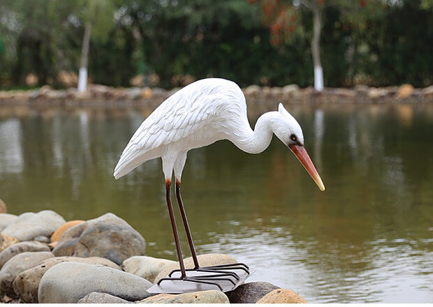 仿真白鹭雕塑玻璃钢大型仙鹤摆件庭院子假山水池塘户外花园林景观