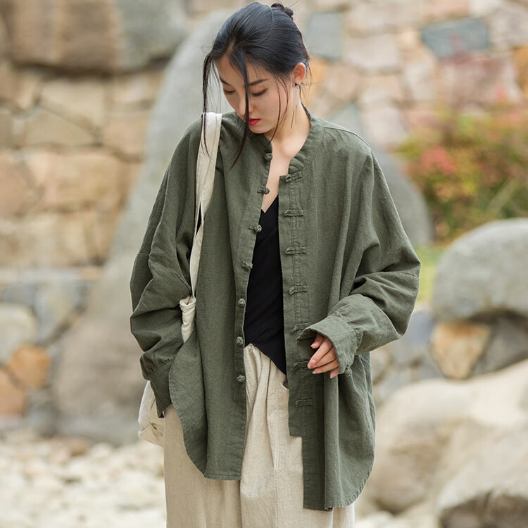 禅服佛系女佛系女装中国风禅意棉麻盘扣上衣中式茶艺传统文化服装女