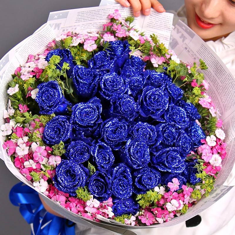 蓝玫瑰花束图片 真实图片