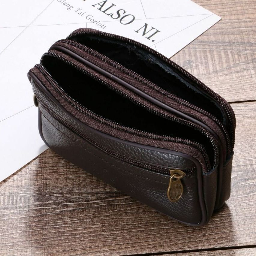 牛皮手机包男士腰包横款穿皮带挂腰手机套男包真皮工地包47寸双拉15