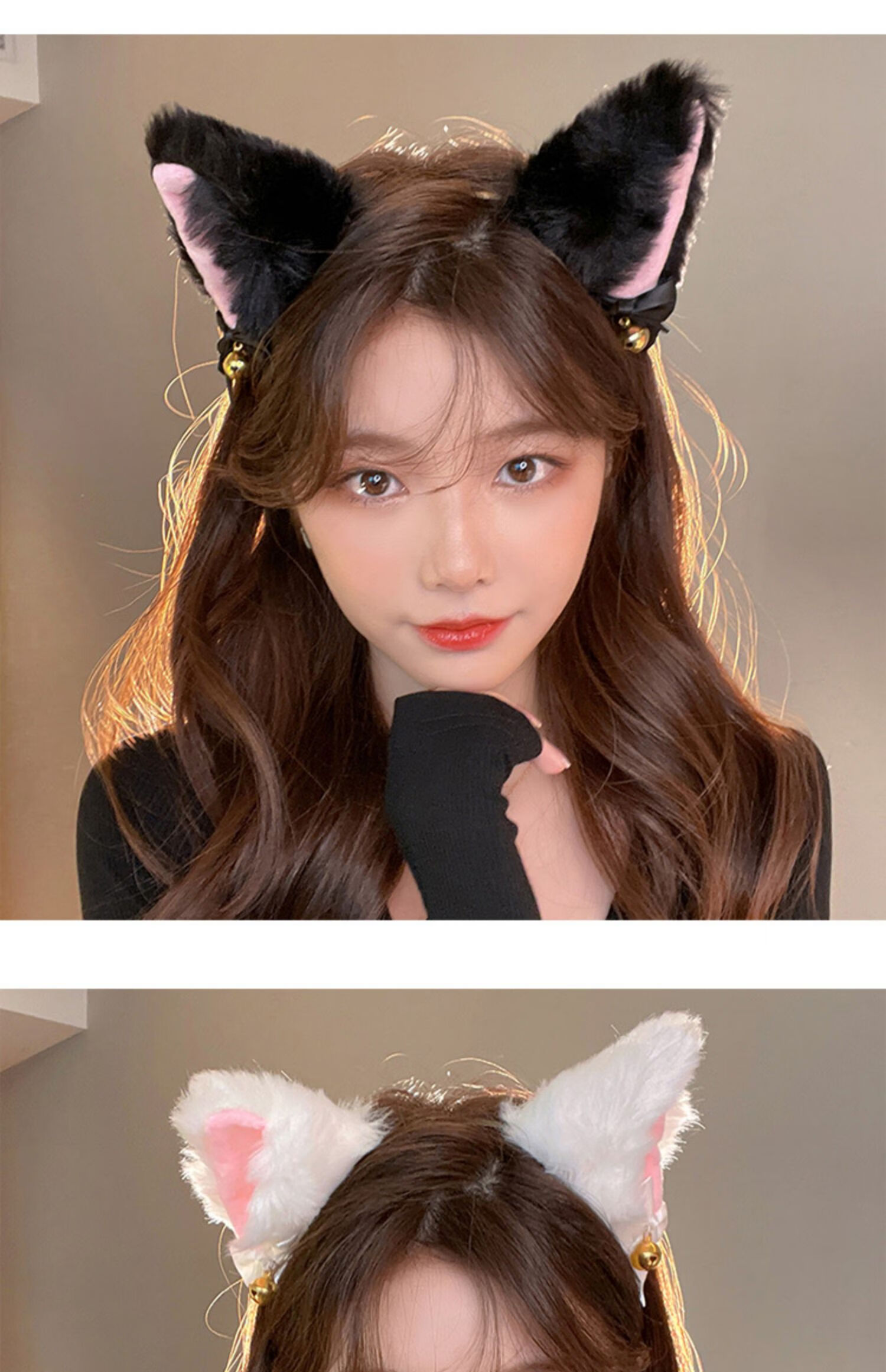 玲川猫耳朵发箍圣诞头饰铃铛可爱性感猫咪纯欲风狐狸