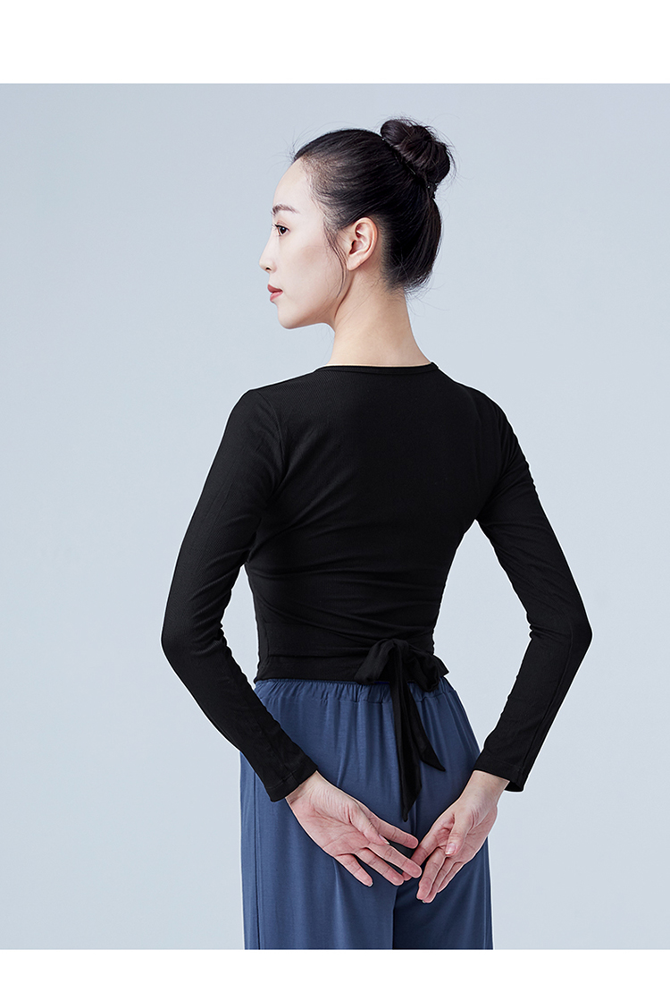 舞蹈服毛衣女秋冬长袖上衣芭蕾舞练功服现代舞服装外套基训形体服黑色