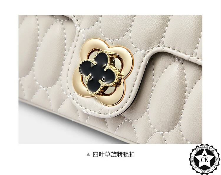 cshmaloksunck女包新款斜挎包四叶草设计单肩包时尚百搭真皮链条包