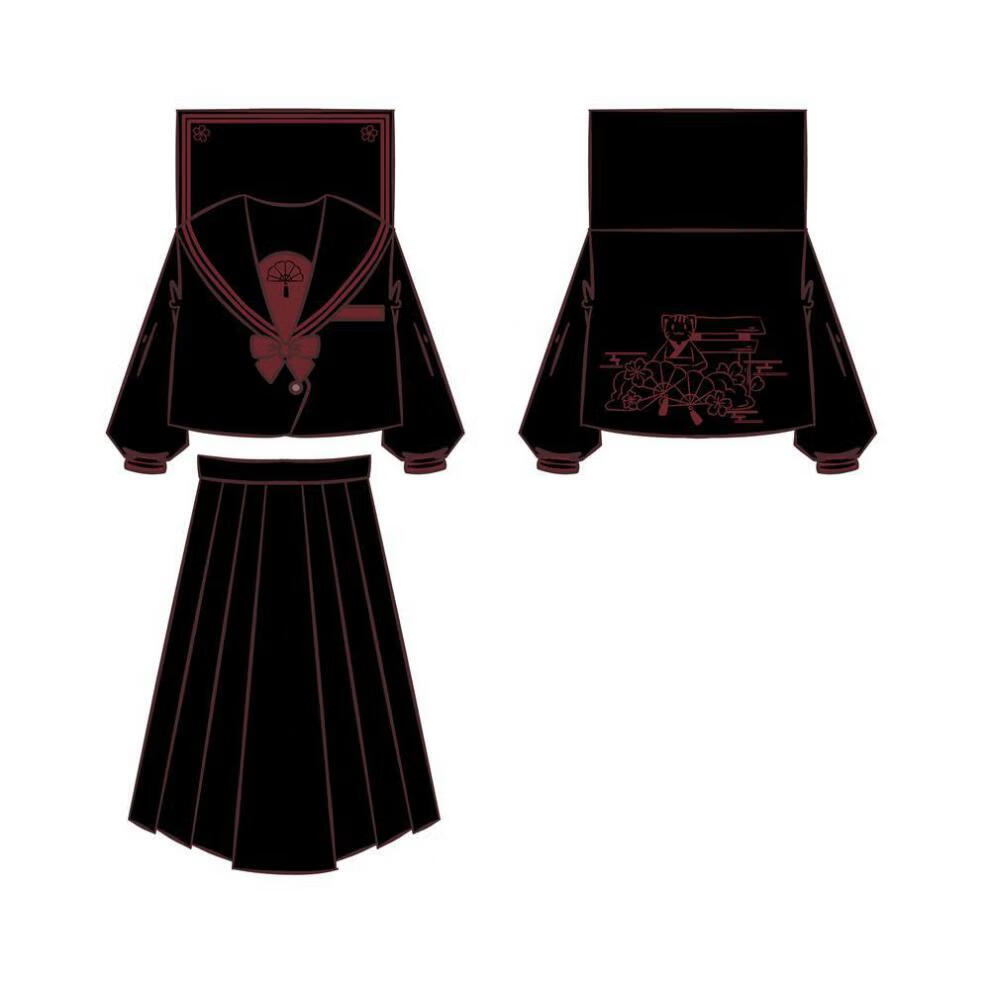 【神北jk】原创 狸猫社 正统jk制服裙长款不良少女刺绣水手服套装