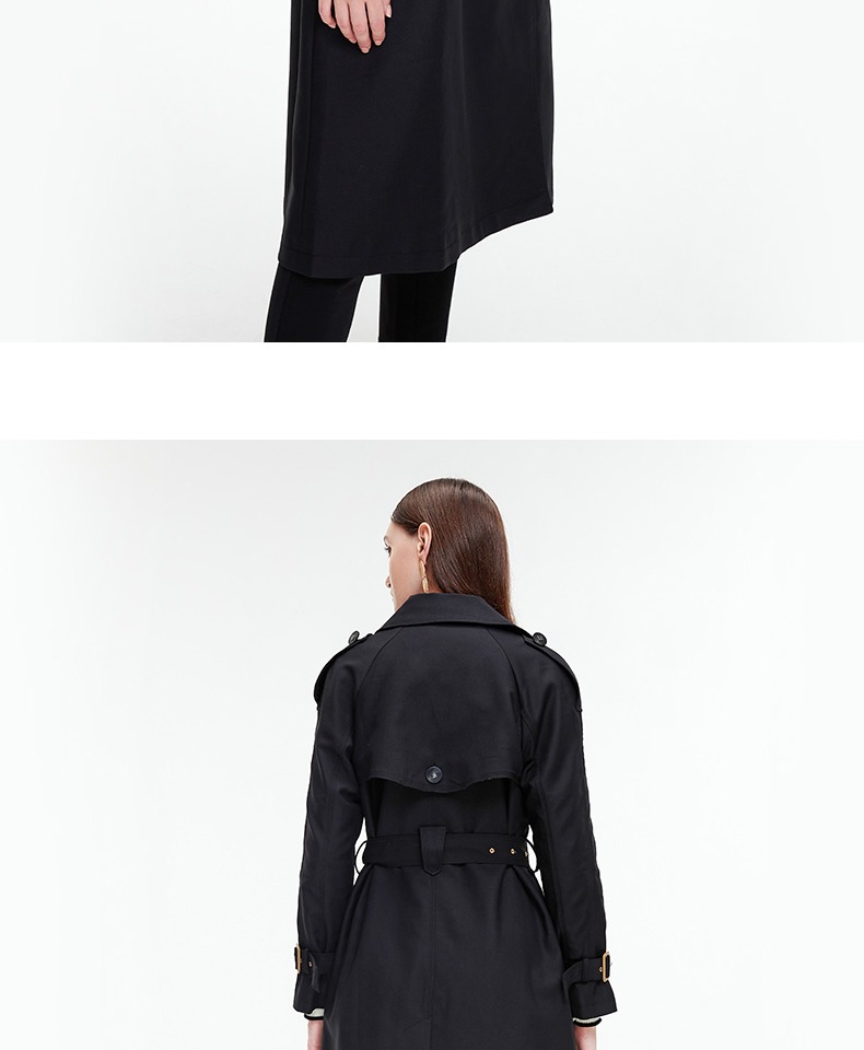 敦奴dunnu2021秋新款翻领双排扣腰带可调节长款风衣女 驼色 l【图片