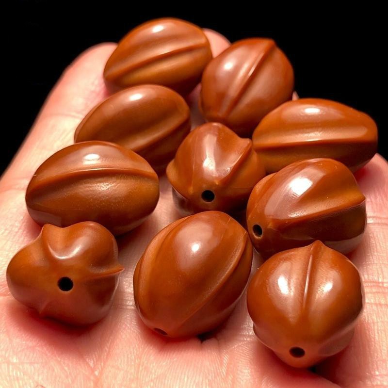 梅林铁核鲨鱼背橄榄核手串 大籽素核文玩原籽光珠素串原核圆珠素珠 1.