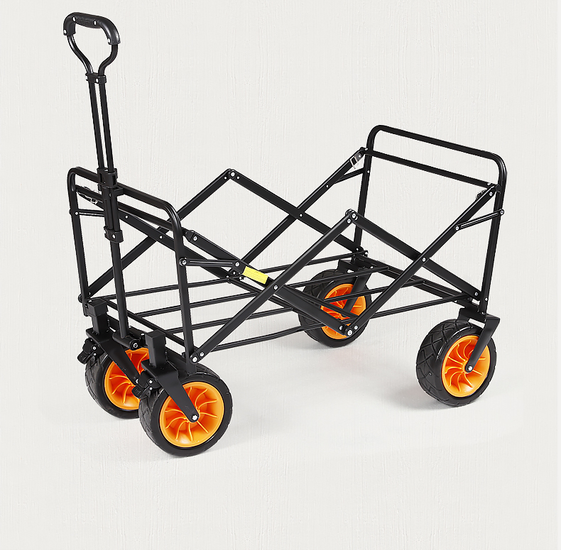 户外折叠便携小推车露营四轮旅游手拉车野营野餐钓鱼营地车升级套装棕