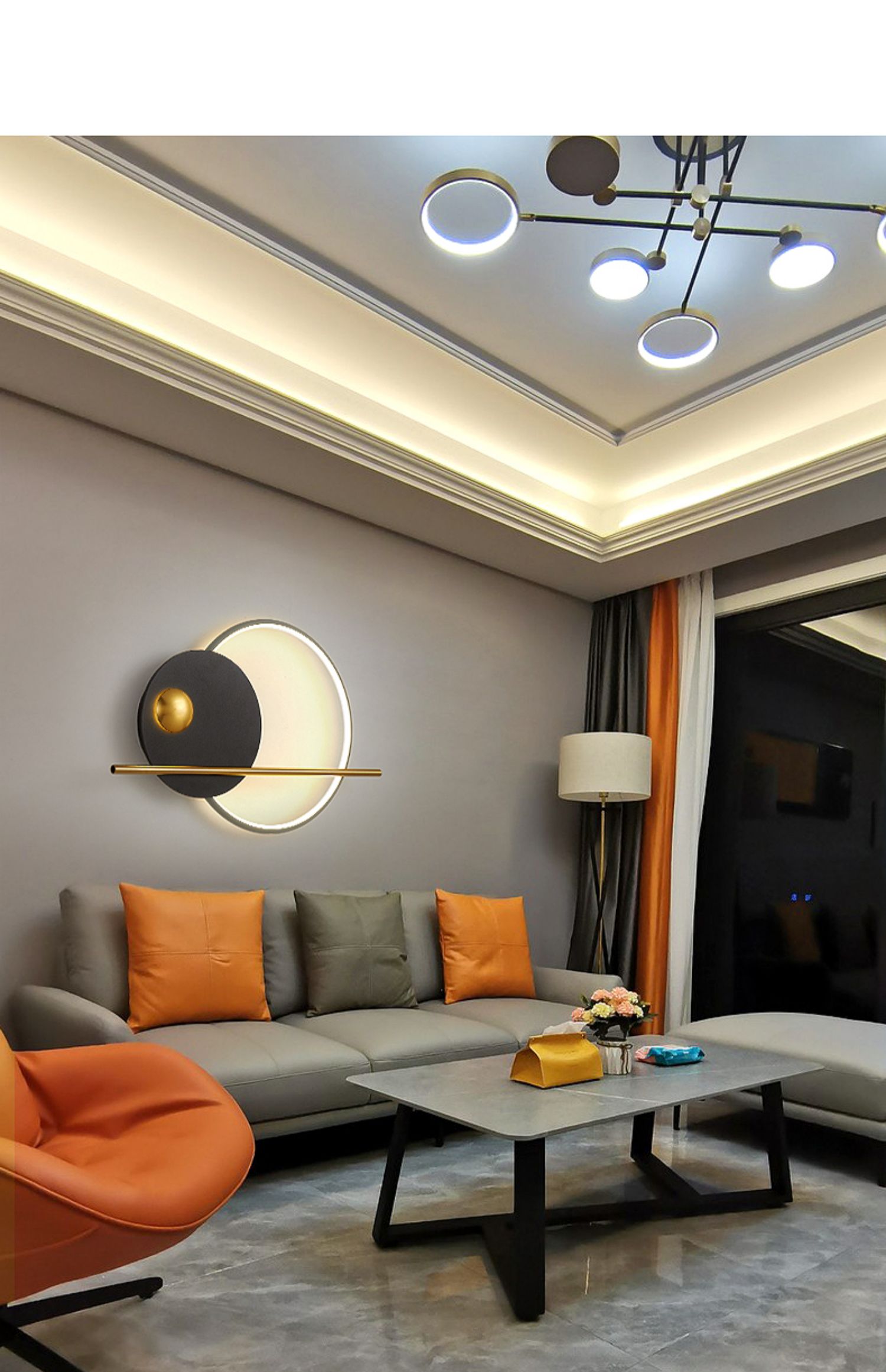 明湃mingpai客厅背景墙壁灯北欧简约现代设计师艺术创意沙发过道led