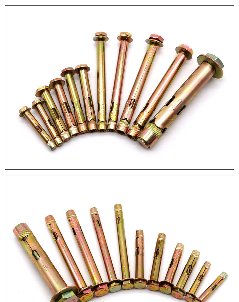 彩锌地板膨胀螺丝减速带外六角内膨胀螺丝内置式膨胀螺栓 m6*8*100(80